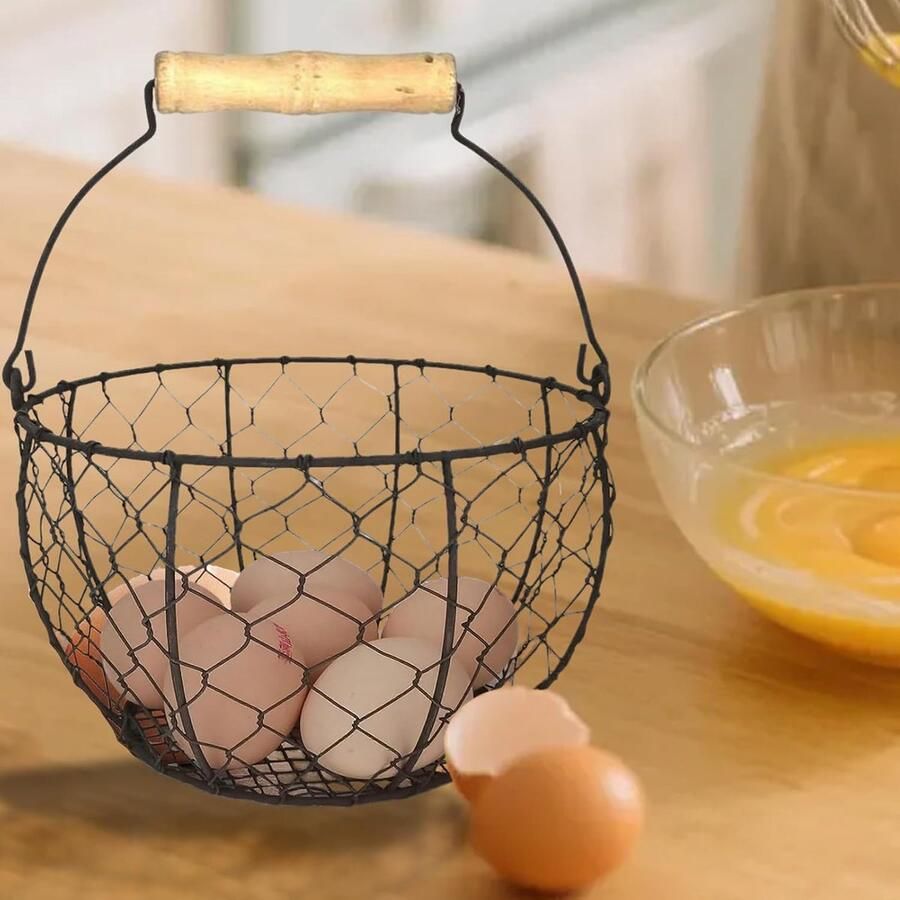 Eieren Verzamelmand Opbergmand Fruit Keuken Organiseren Ventilatie Structuur 14D x 22W x 14H cm Zwart