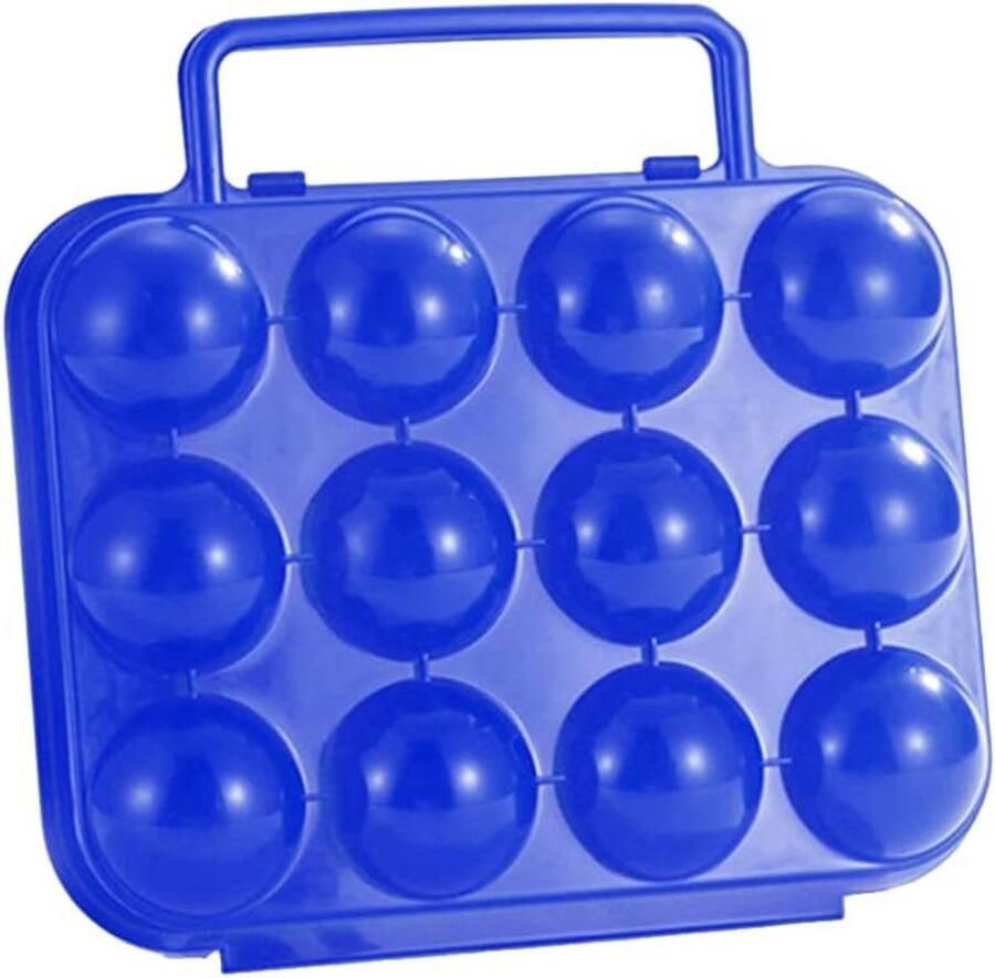 Eierhouder 12 Vakjes Draagbare Eierdoos Outdoor Picknick Schokbestendig Ontwerp 20 x 20 x 7 cm Blauw