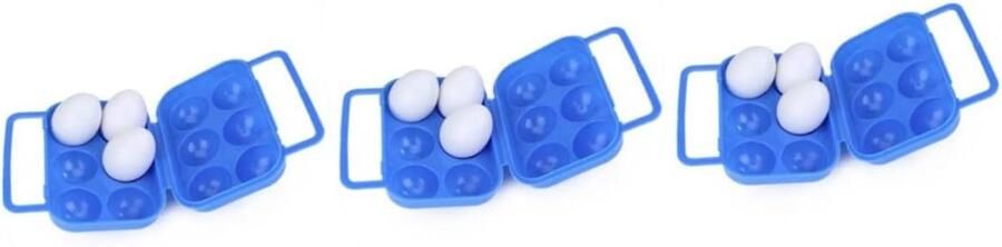 Eierhouder 6 Eieren Eierdoos Camping Eieren Transporteren Inklapbaar Handvat 15.5 x 11.5 x 7 cm Blauw