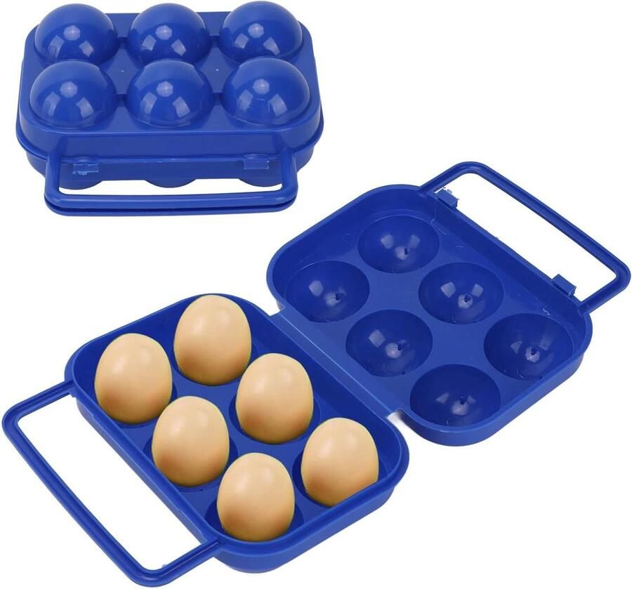 Eierhouder 6 Eieren Eierdoos Opbergdoos Buiten Eten Onbreekbaar ABS Materiaal 14.5cm x 10cm x 7cm Blauw