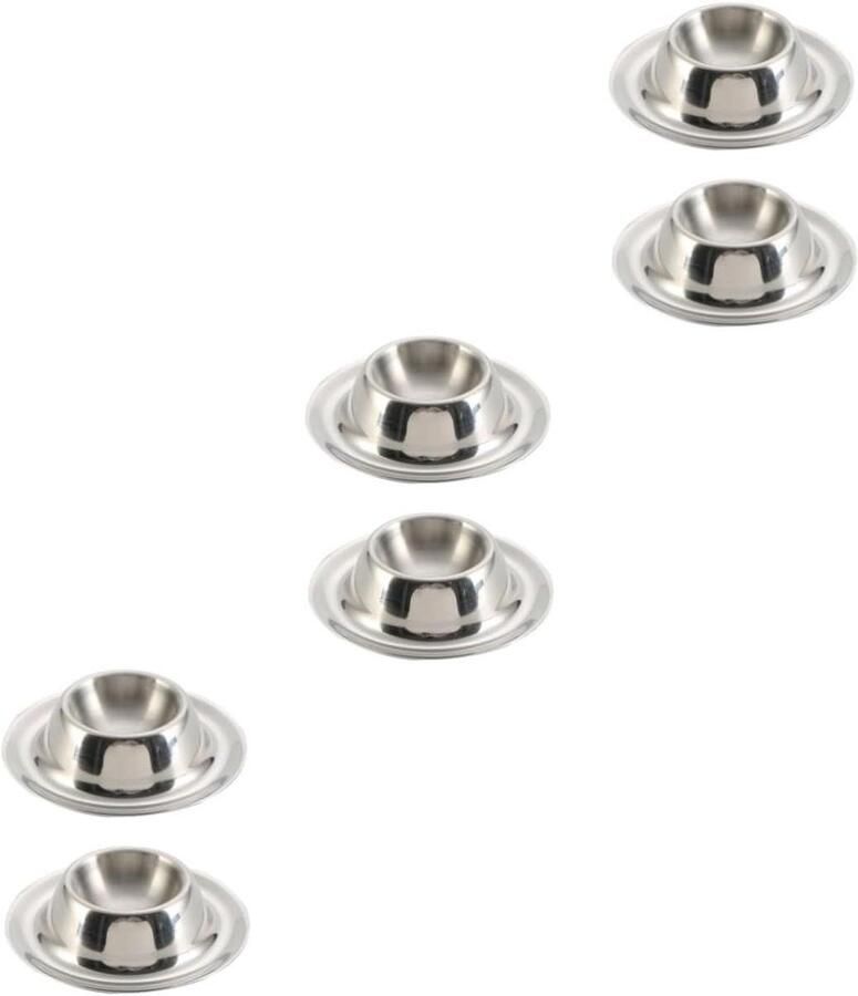 Eierhouder Bekers Eierdopjes Eierrek Ontbijt Serveren Stijlvol Modern Design 8.5 x 8.5 x 2.2 cm Zilverkleurig