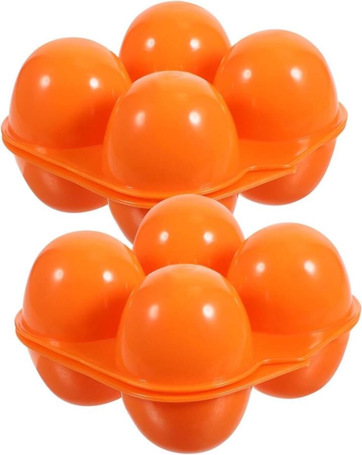 Eierhouder Bewaarbox Eieren Opbergen Met Deksel Stapelbaar 4 Eieren Oranje