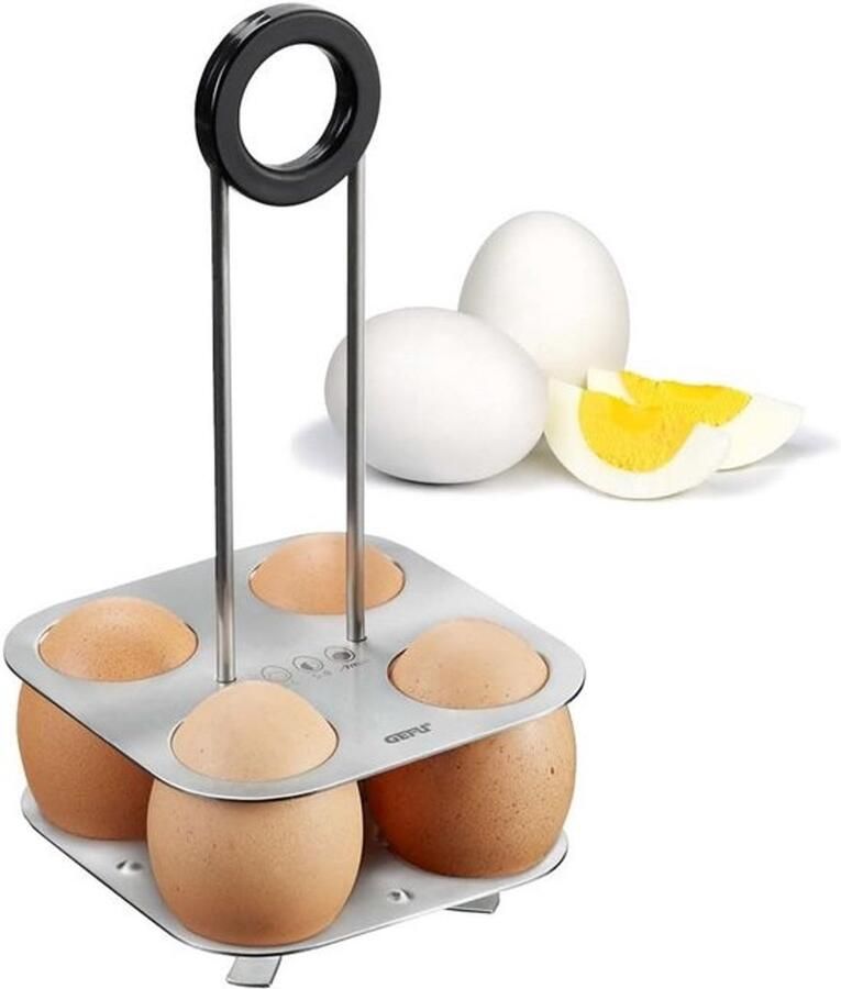 Eierhouder BRUNCH Handmatige Eierkoker voor Perfect Gekookte Eieren Zilver