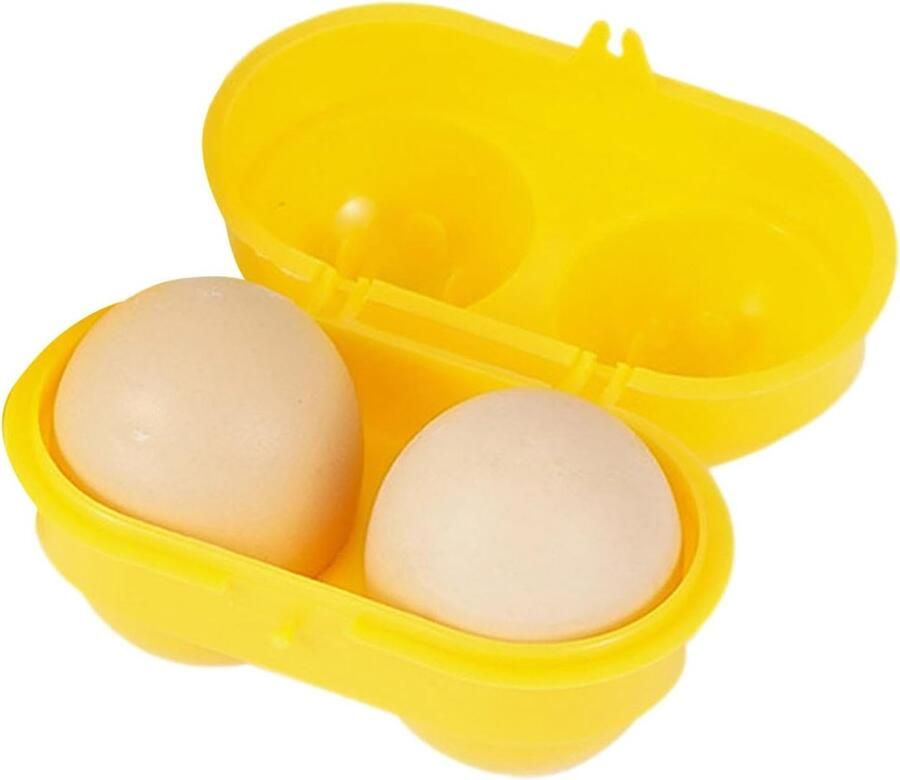 Eierhouder Camping Eierbox Reizen Picknick Ontbijt Veilig Handvat 10x6x7 cm Geel