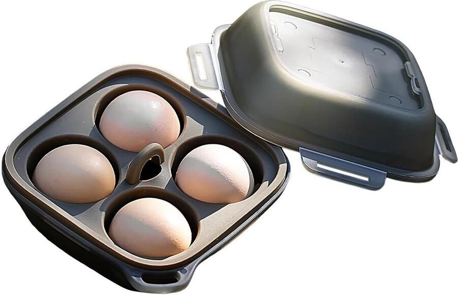 Eierhouder Camping Reis Eierdoos Outdoor Koken Schokbestendig Ontwerp 4 Eieren Wit