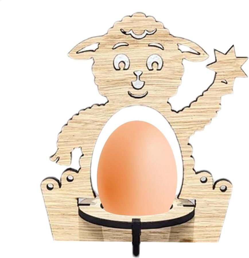Eierhouder Dierdesign Paasei Standaard Paasdecoratie Presenteren Stevig Houten Materiaal 11-16 cm Wit