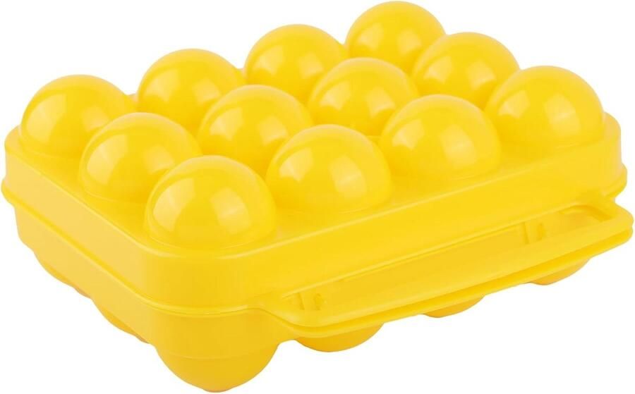 Eierhouder Doos voor Eieren Kamperen en Reizen Vrijwel Onbreekbaar Plastic Voor 12 Eieren Geel