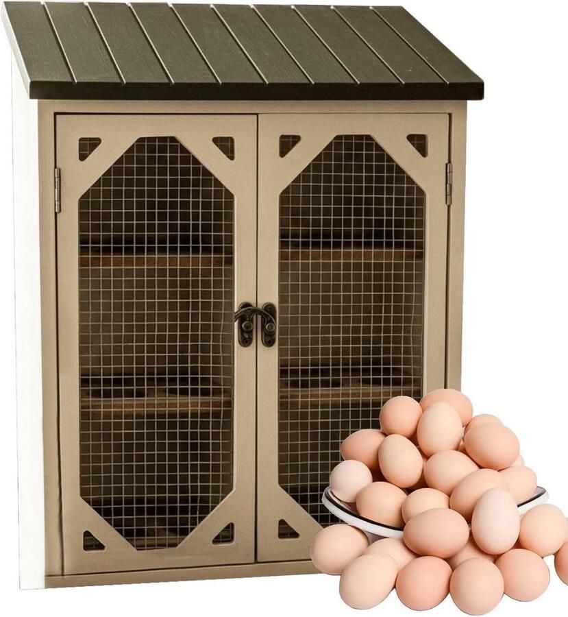 Eierhouder Eierbox Keuken Opbergen Dubbele Deuren 35 cm Houtkleurig