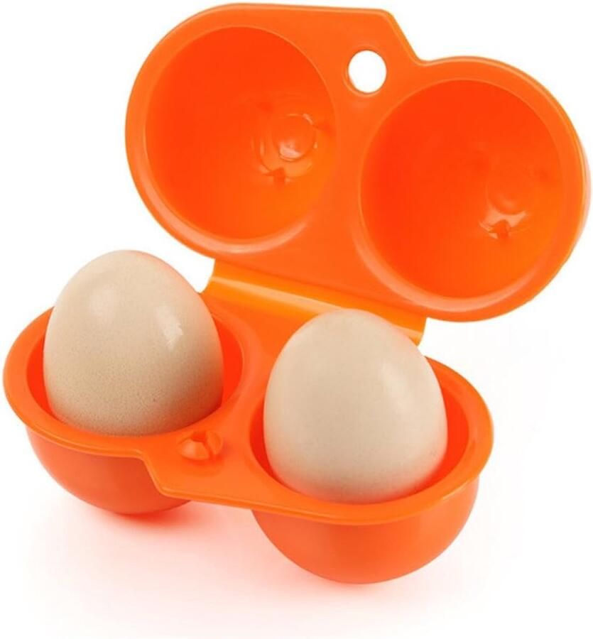 Eierhouder Eierbox Koelkast Picknick en Camping Opvouwbaar en Uittrekbaar 2 Eieren Oranje
