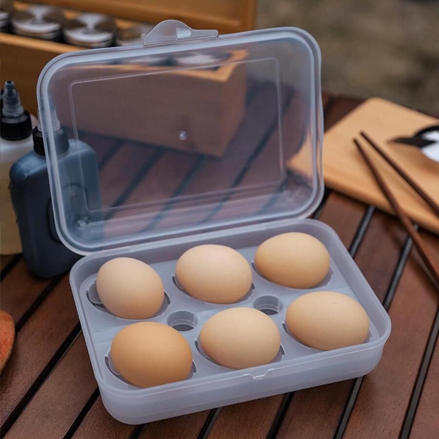 Eierhouder Eiercontainer Buitenshuis gebruik Schokbestendig ontwerp 6 eieren Transparant