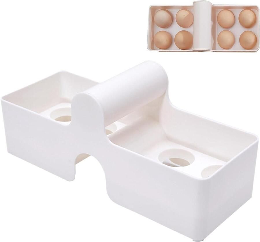 Eierhouder Eierdispenser Eierbak Keuken Organiseren Schokabsorberend Ontwerp 12 x 10 x 12 cm Wit