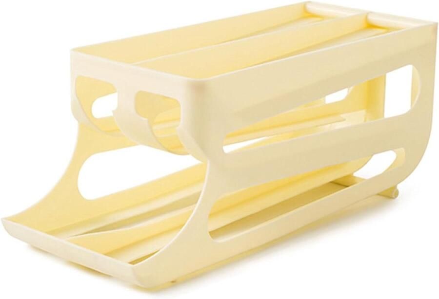 Eierhouder Eierdispenser Keuken Organiseren Automatische Rolfunctie 3 Niveaus Beige