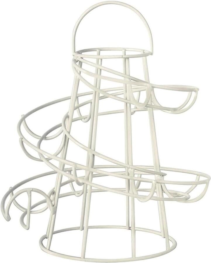 Eierhouder Eierdispenser Spiral Keuken Organiseren 360 Graden Roterend 20.5 cm Wit