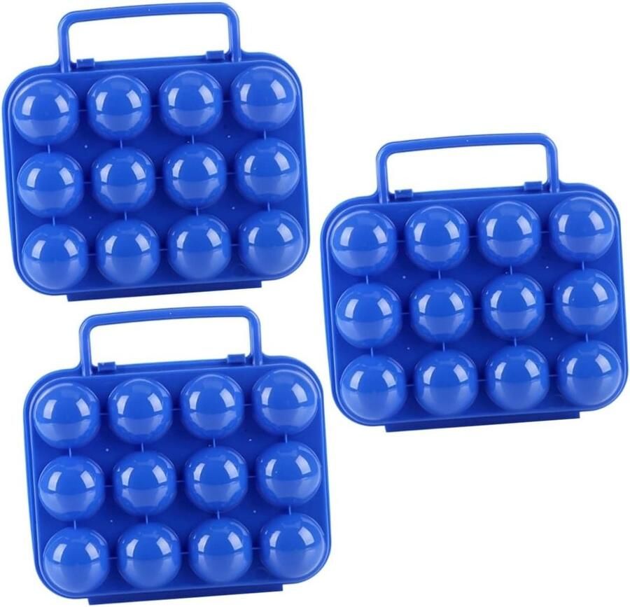 Eierhouder Eierdoos Houder Kamperen Picknicken Opvouwbaar Handvat 12 Eieren Blauw
