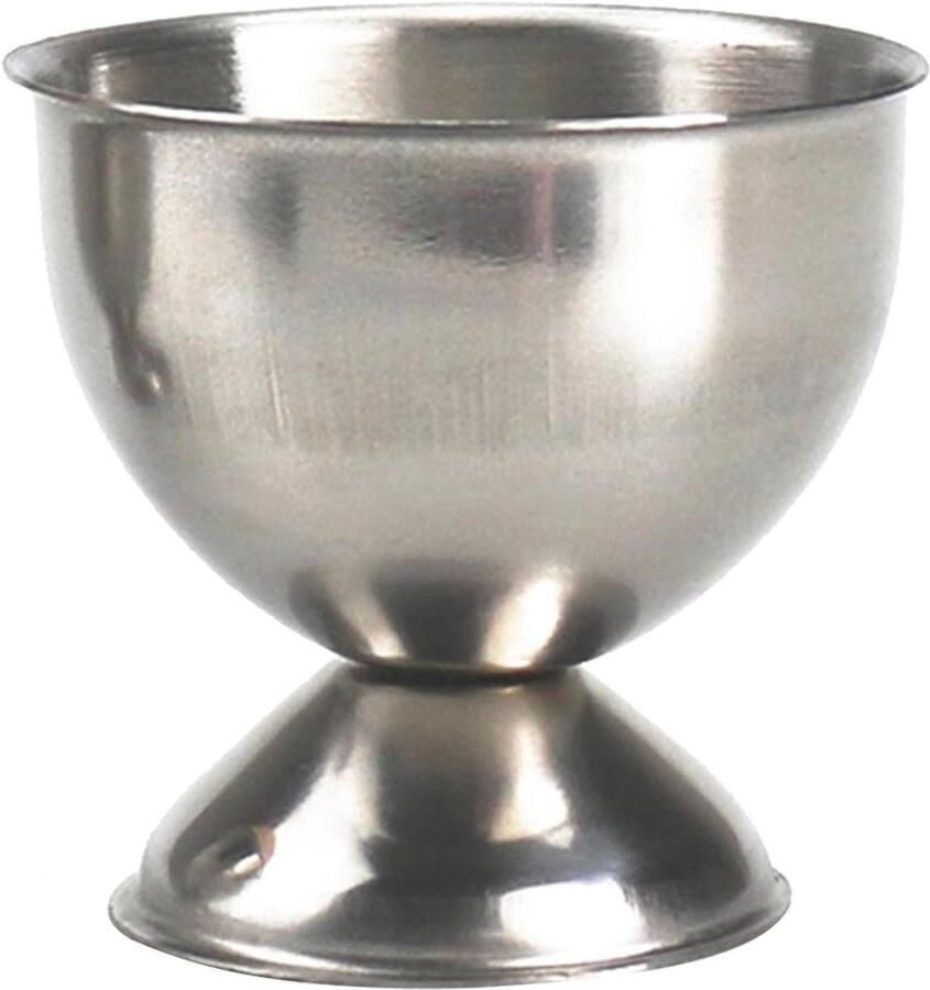 Eierhouder Eierdopje Serveerschaal Ontbijt Brunch Roestvrij Staal 4.6 x 4.5 cm Zilverkleurig