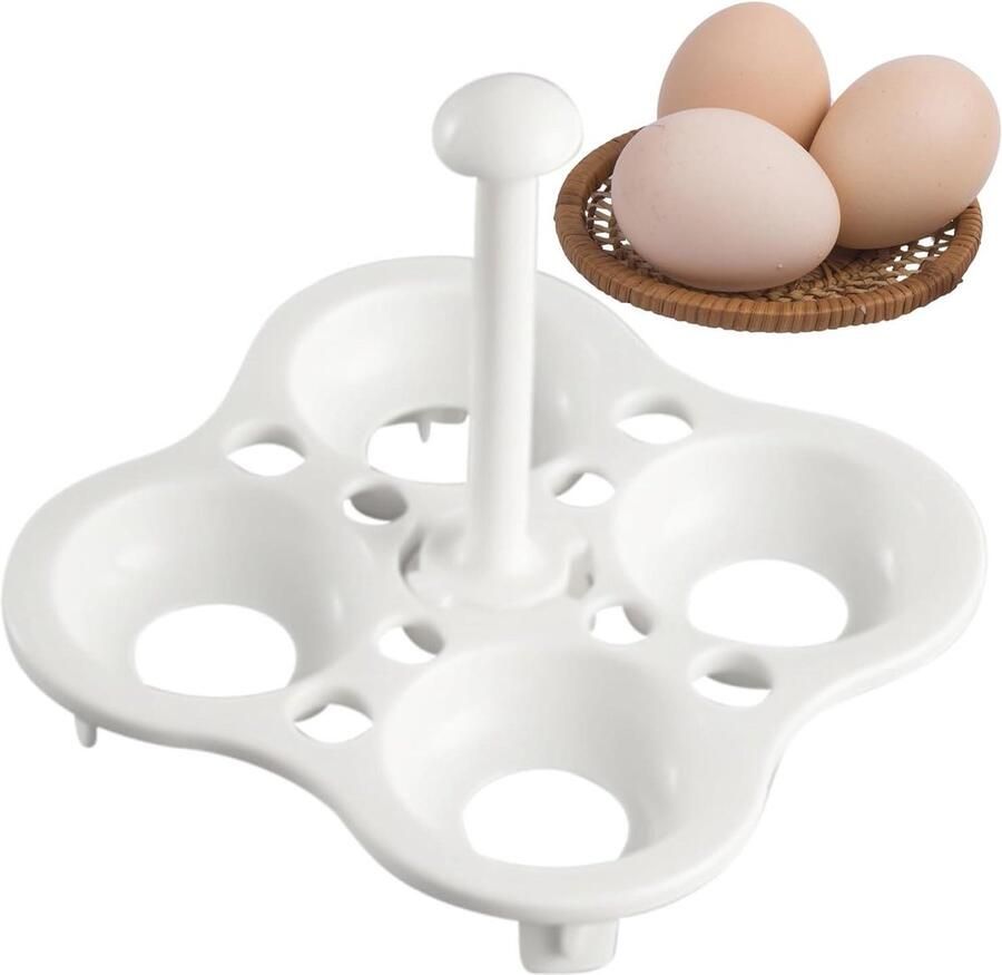 Eierhouder Eierrek Pan Koken en Stomen Stabiele Vergrendeling 9.2 x 9.2 x 8.4 cm Wit