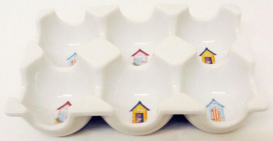 Eierhouder Porselein Eierrekje Keuken Organisatie Handgedecoreerd Design 6 Eieren 14cm Multicolour