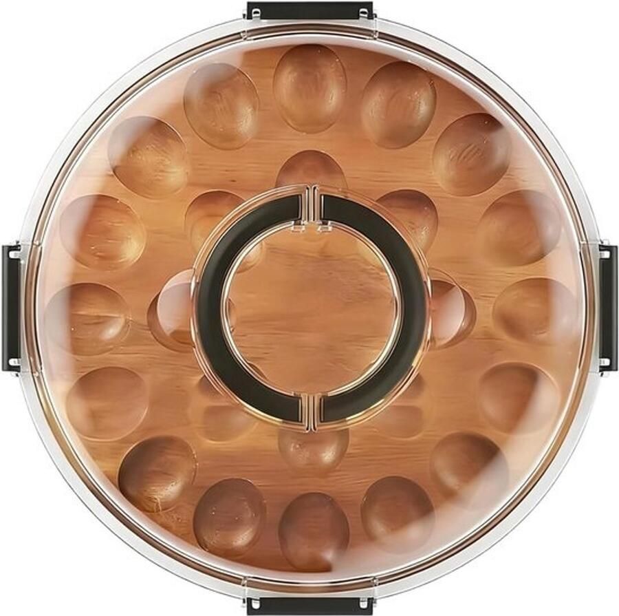 Eierborden Gevuld Organizer Houder Feestjes Buffet 24 Vakken Deksel 34cm Breed Hout Acryl