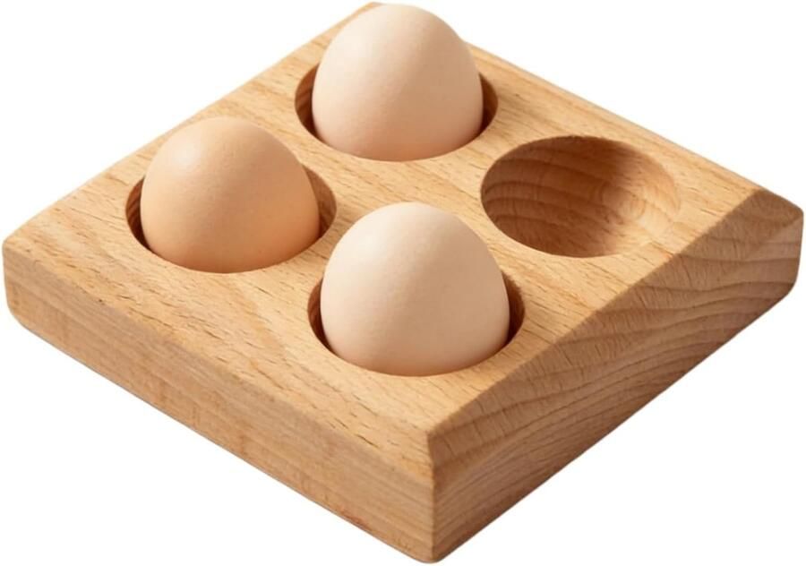 Eierhouder Hout Eierrekje Keuken Eieren Opbergen Glad Geslepen Hout 4 of 6 stuks Natuurlijk