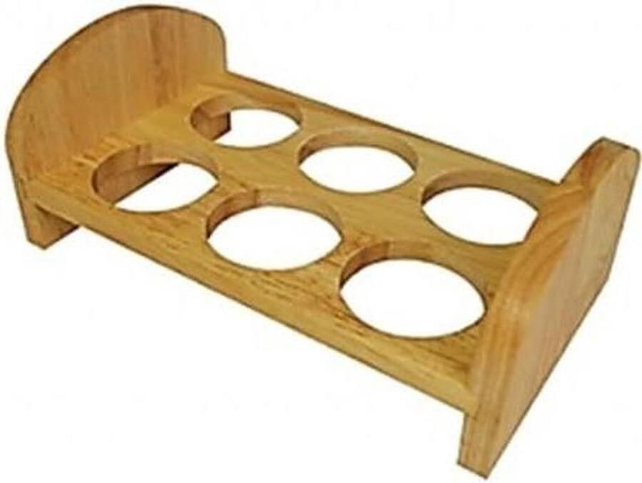 Eierhouder Hout Eierrekje Keuken Eieren Opbergen Natuurlijk Rubberhout 6 Eieren Beige