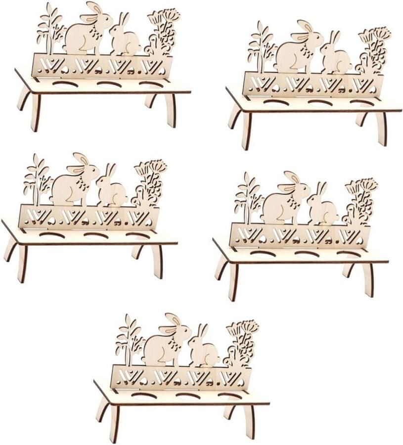 Eierhouder Hout Paasdecoratie Opslag Keuken Organiseren Konijn Thema Ontwerp 20 x 15 x 10 cm