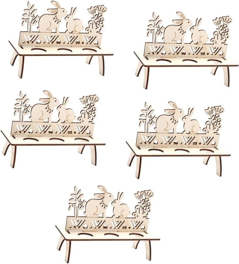 Eierhouder Hout Paasei Opslag Keuken Organiseren Konijn Thema Decoratie 20 x 15 x 10 cm Houtkleur