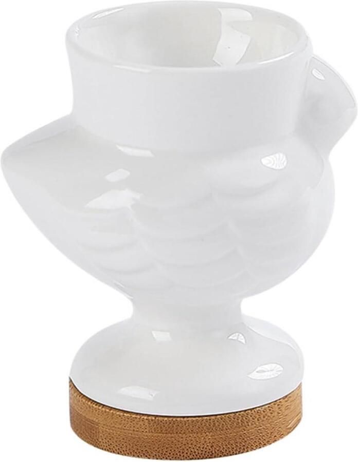 Eierhouder Keramiek Eierdopje Serveerbeker Ontbijt Presenteren Stevig Krasbestendig Materiaal 7.7x4.5x4.5cm Wit