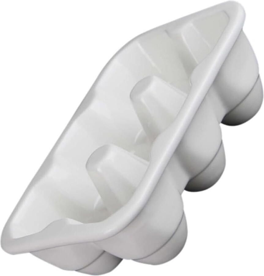 Eierhouder Keramiek Eierrek Koelkast Eieren Opbergen Conische Groef Design 16.5x11x5 cm Wit