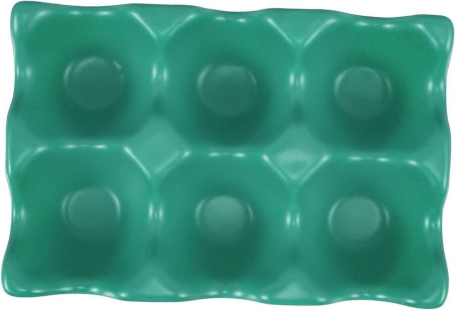 Eierhouder Keramiek Eierrekje Koelkast Eieren Bewaren Voor 6 Eieren 14 cm Lengte Donkergroen