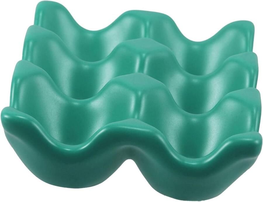 Eierhouder Keramiek Eierrekje Tafel Eieren Bewaren Ruimte voor Zes Eieren 14 cm Lengte Donkergroen