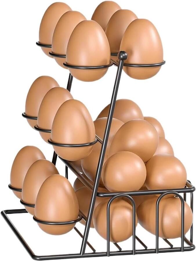 Eierhouder Keuken Eierrek Dispenser Keuken Organiseren Ruimtebesparend Ontwerp Tot 20 Eieren Zwart