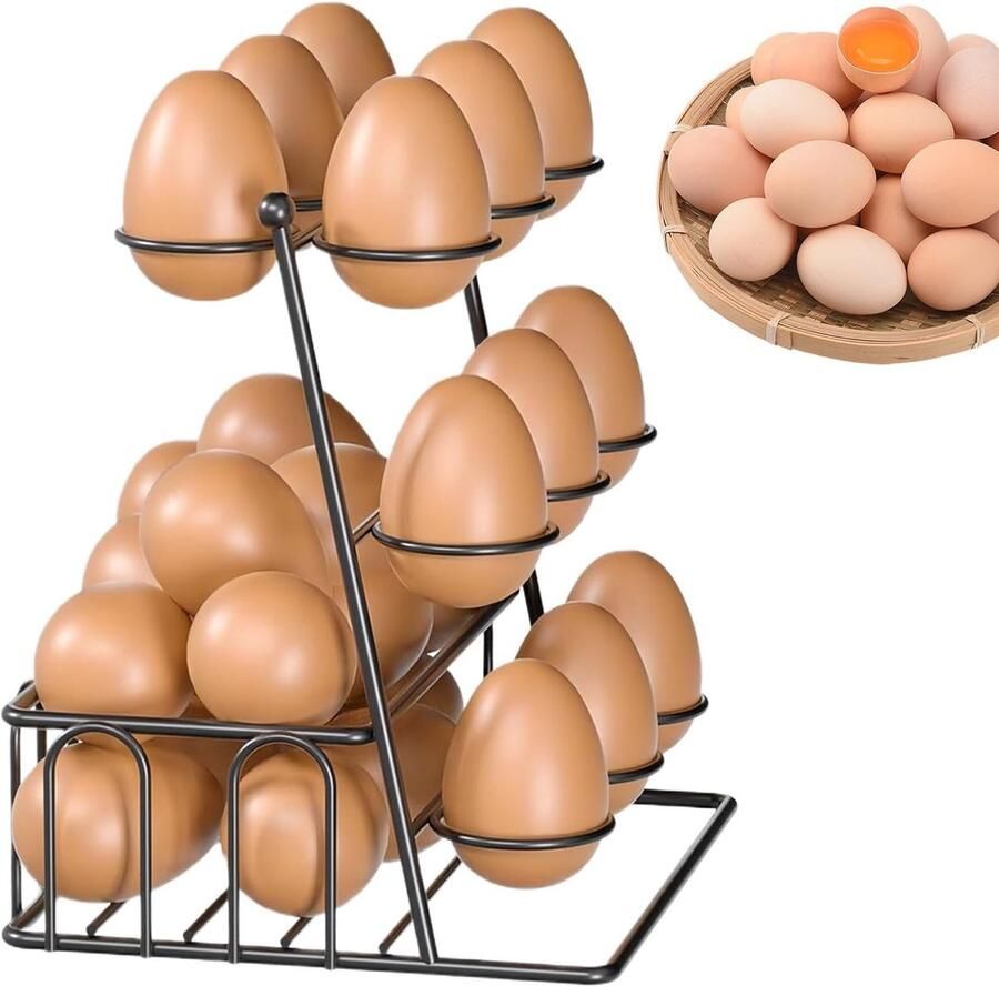 Eierhouder Keuken Opslagmand Keuken Organiseren Stevige Stalen Constructie Max 20 Eieren Zwart