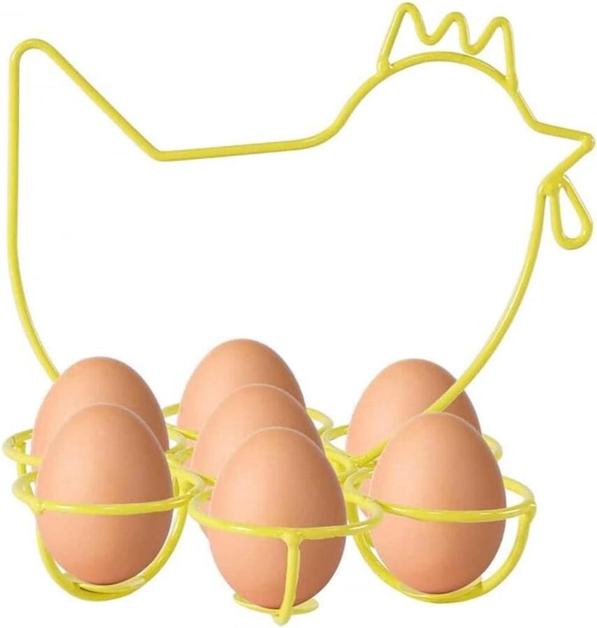 Ei Mand Kip Ei Dispenser Rack Keuken Opslag Decoratief Kippen Design 16 cm Geel