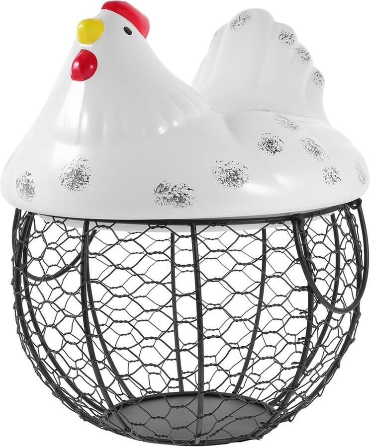 Eierhouder Kipvorm Opberger Mand Keuken Organiseren Decoratief Design 26x20x20 cm Wit