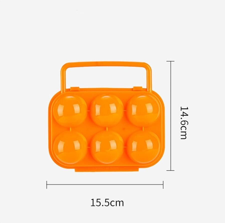 Eierhouder Koelkast Eiermand Opslag Picknick Kamperen Schokbestendig Onbreekbaar 15.5 x 15 x 7.1 cm Oranje