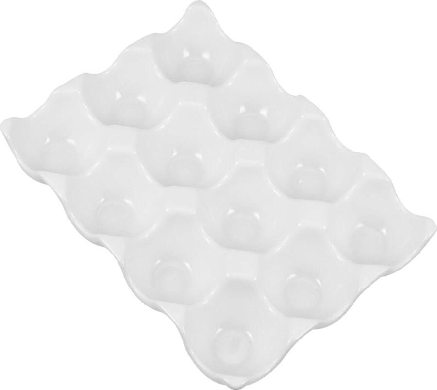 Eierhouder Koelkast Eierrek Keramiek Eieren Opslaan Stapelbaar Ontwerp 19.5 cm Wit