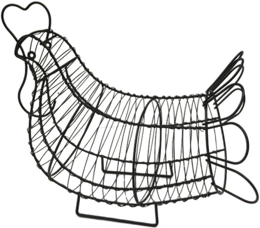 Eierhouder Mand Eierrek Keuken Eieren Bewaren Kippenvorm Design 31 x 15 x 25 cm Zwart