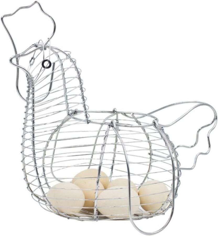 Eierhouder Mand Keuken Organizer Verse Eieren Bewaren Uniek Kippenontwerp 33 x 20 x 26 cm Zwart