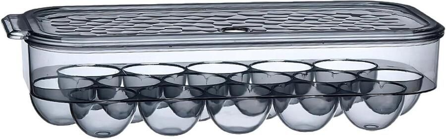 Eierhouder met Deksel Eierdoos Koelkast Eieren Bewaren Ventilatiegaten 16 Eieren Zwart