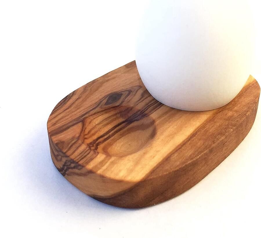 Eierhouder met zoutbak Eierdopje houten beker Ontbijt serveren Uniek handgemaakt design Niet gespecificeerd Olijfhout