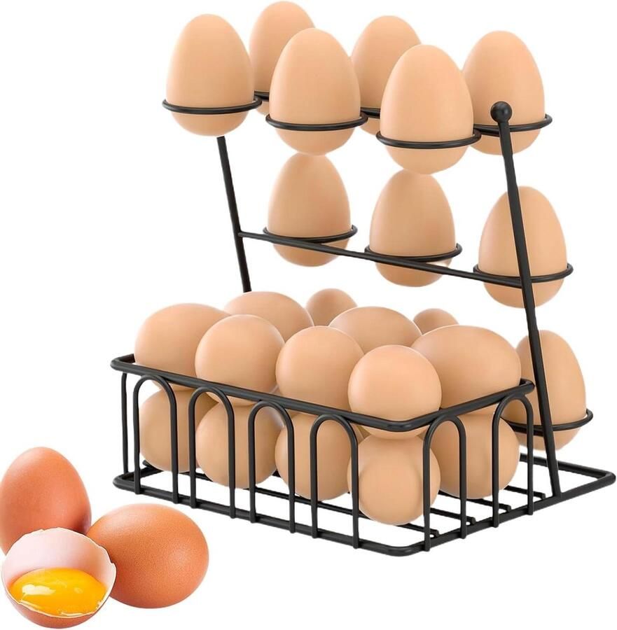 Eierhouder Metaal Keukenrek Ei Keuken Organiseren Robuuste Constructie 17x19x17 cm Zwart