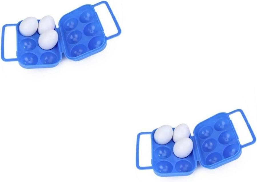 Eierhouder Opbergdoos Kamperen Opvouwbaar ontwerp Voor 6 eieren Blauw