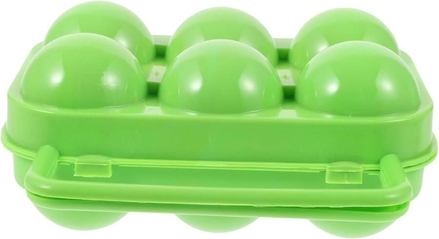 Eierhouder Opbergdoos Plastic Drager Camping Picknick Opvouwbaar Handvat Deksel 6 Eieren Groen