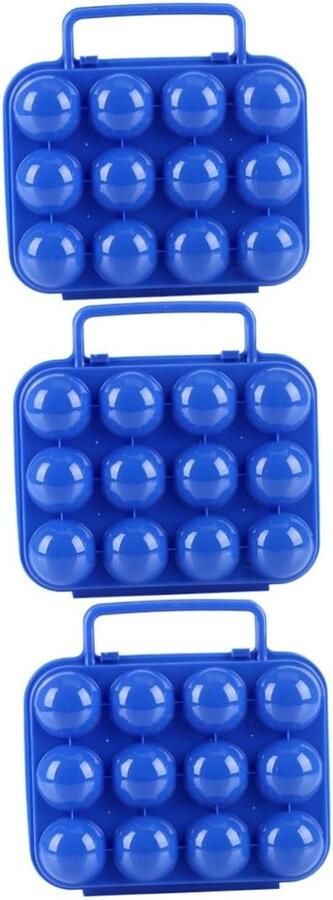 Eierhouder Opvouwbaar Eierdoos Camping Eieren Transporteren Met Handvat en Sluiting Voor 12 Eieren Blauw