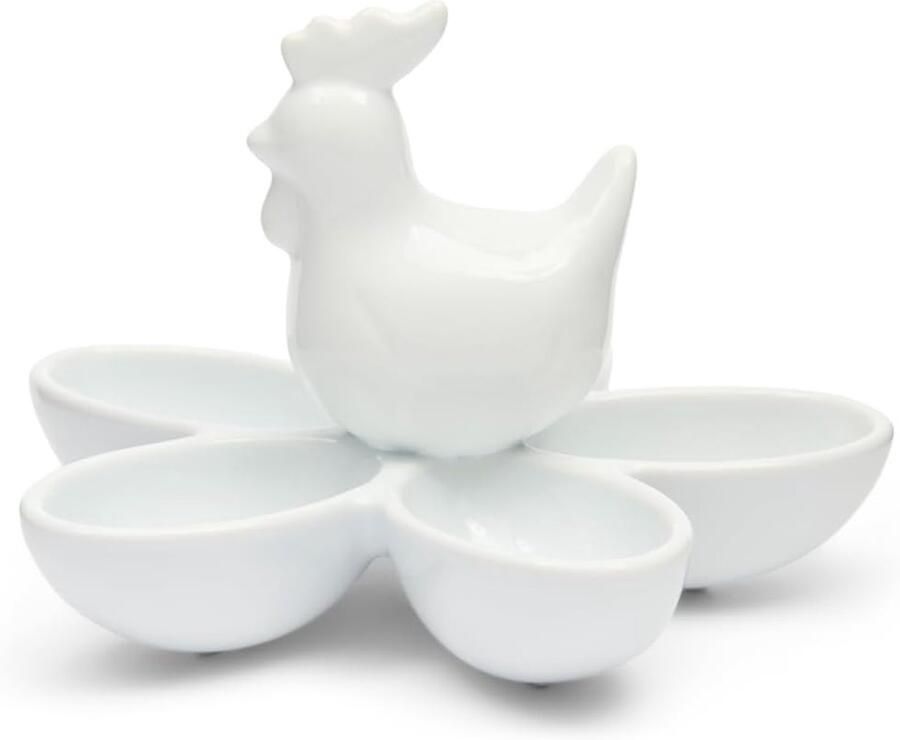 Eierhouder Paaskip Paasdecoratie Paasbrunch Charmant Keramiek 16 x 16 x 11 cm Wit