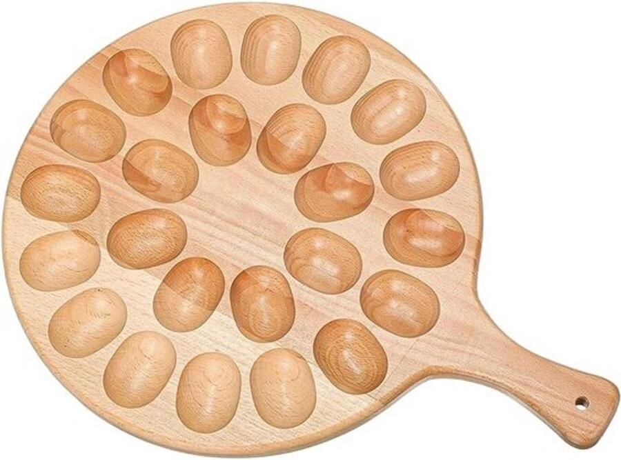 Eierhouder Plaat Eierdienblad Houder Eieren Serveren Omkeerbaar 24 Gaten 29 cm Breed Houtkleur