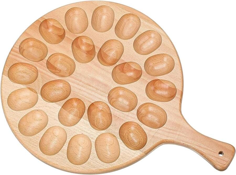 Eierhouder Plaat Eierdienblad Houder Eieren Serveren Omkeerbaar 24 Gaten 29 cm Breed Houtkleur