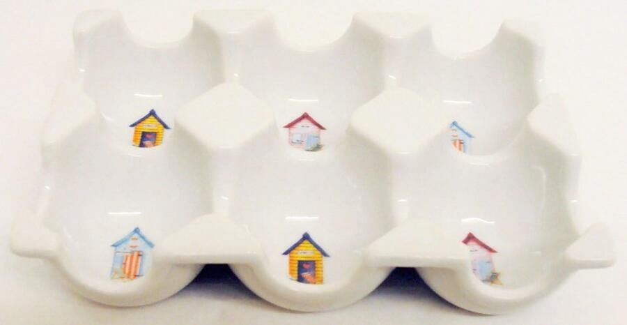 Eierhouder Porselein Eierrekje Keuken Organisatie Handgedecoreerd Design 6 Eieren 14cm Multicolour
