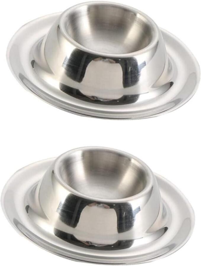 Eierhouder RVS Eierdopje Set Ontbijt Serveren Stijlvol Modern Design 8.5 cm Zilverkleurig