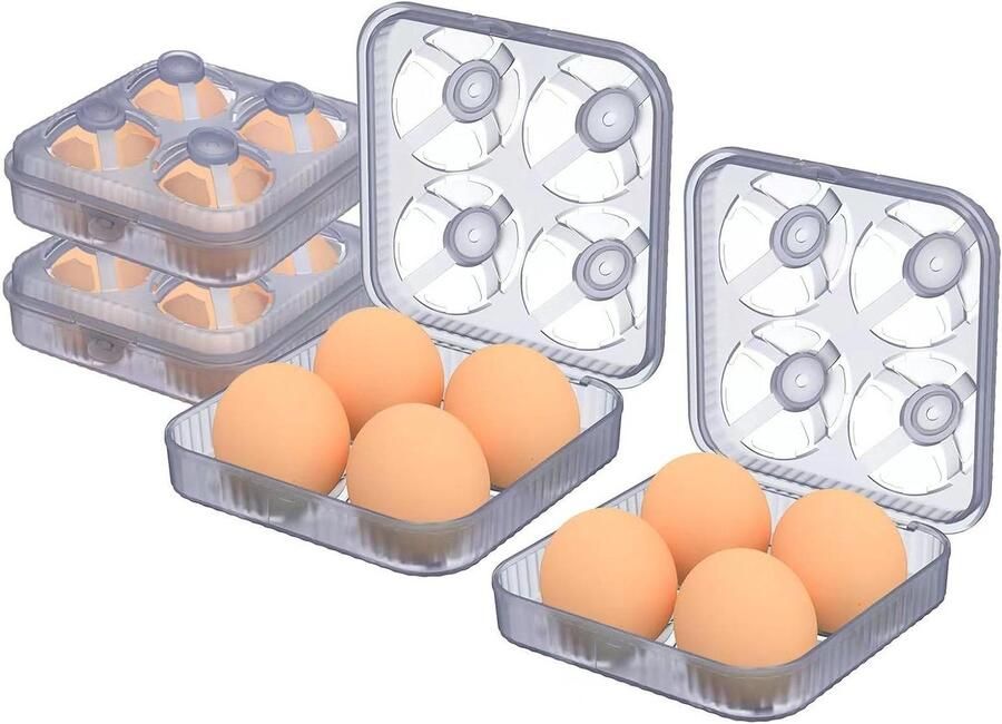 Eierhouder Set Opbergdoos Veilig Transport Schokbestendig Ontwerp 4 Eieren Paars